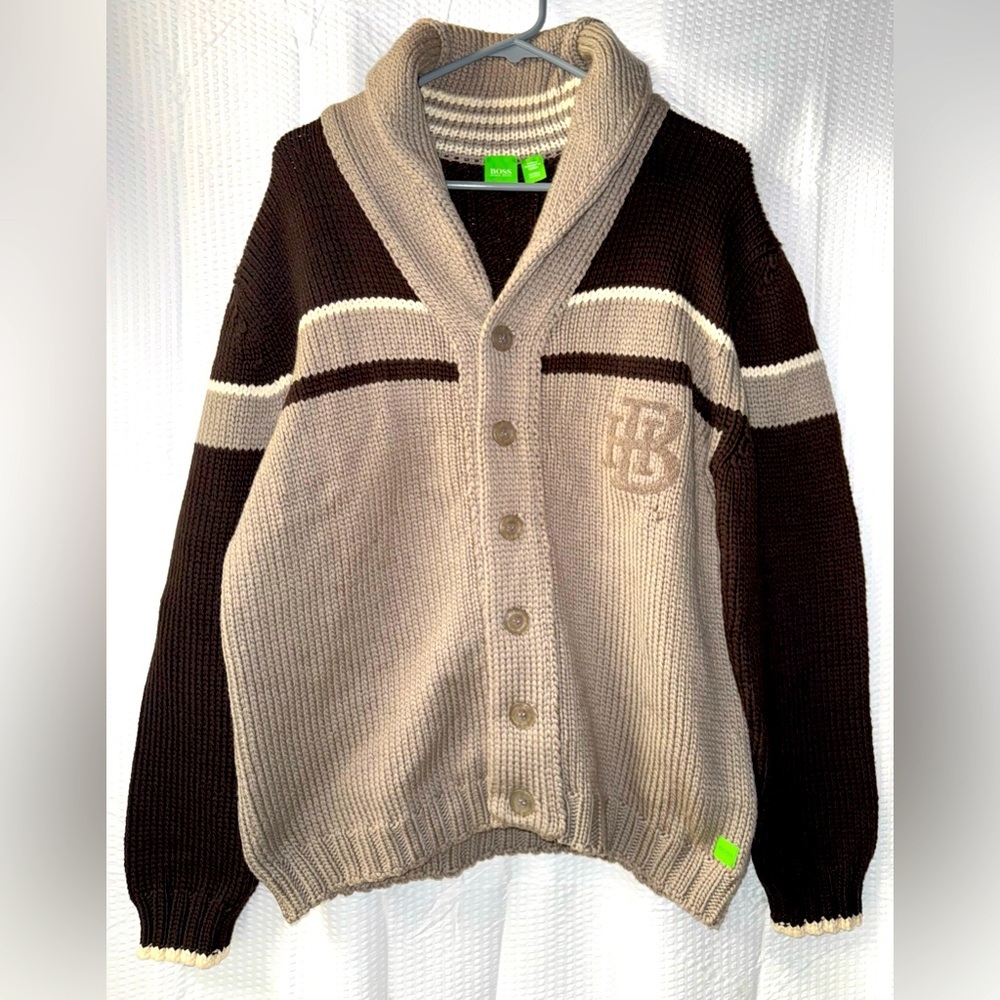 BOSS by Hugo Boss men's 100% Virgin Wool cardigan sweater Size L (Defective)